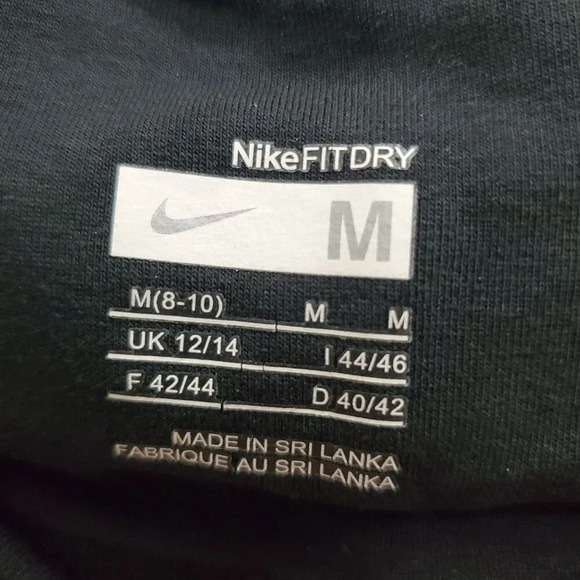 Nike NikeFit Dry Women's Black Swoosh Loose Fit Cropped Athletic Leggings Sz M - Picture 3 of 5